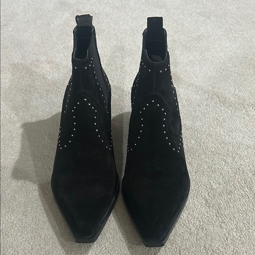 Elegant Black Studded Women's Ankle Boots